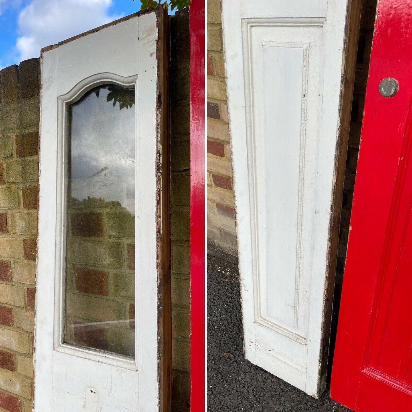 Reclaimed Victorian Edwardian Wooden Panel External Front Door With Surround