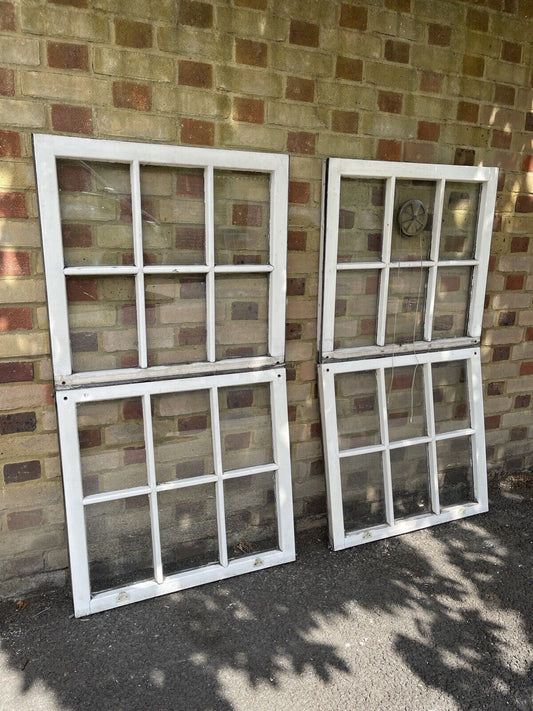 Two Pairs of Modern Georgian 6 Panel Wooden Top and Bottom Windows