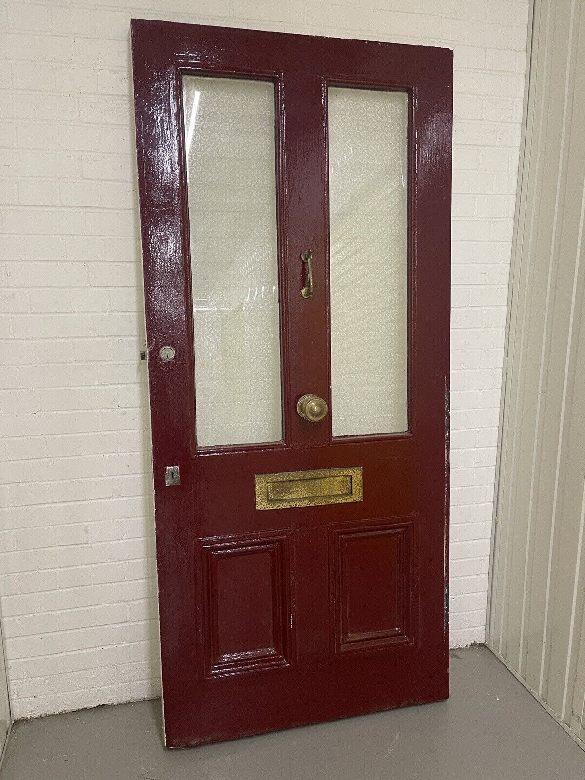 Reclaimed Old Victorian Wooden Panel Front Door Etched Glass 2170 or 2175 x 990