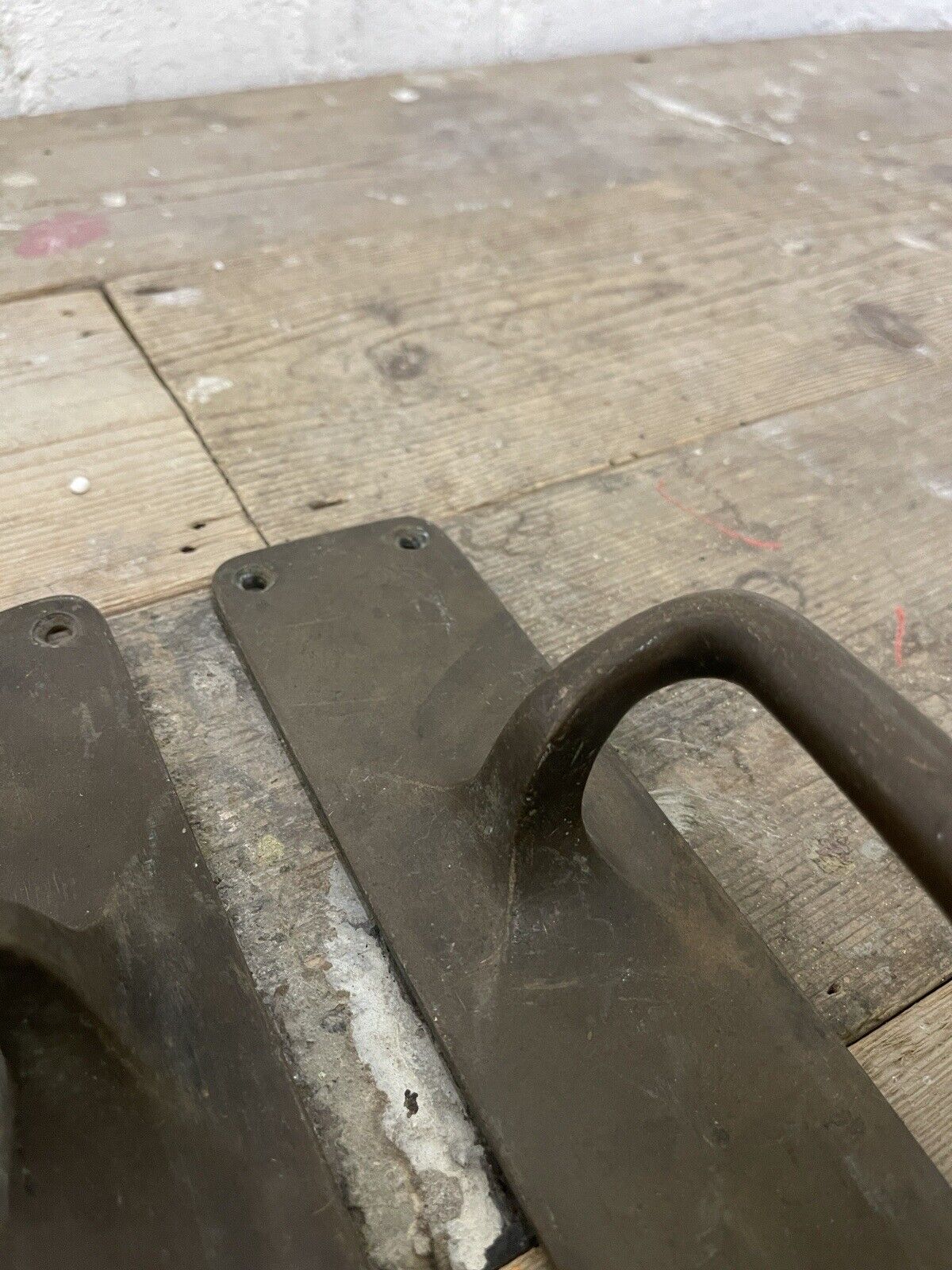 Pair Of Large Reclaimed Antique Phosphur Bronze Brass Door Handles 375mm
