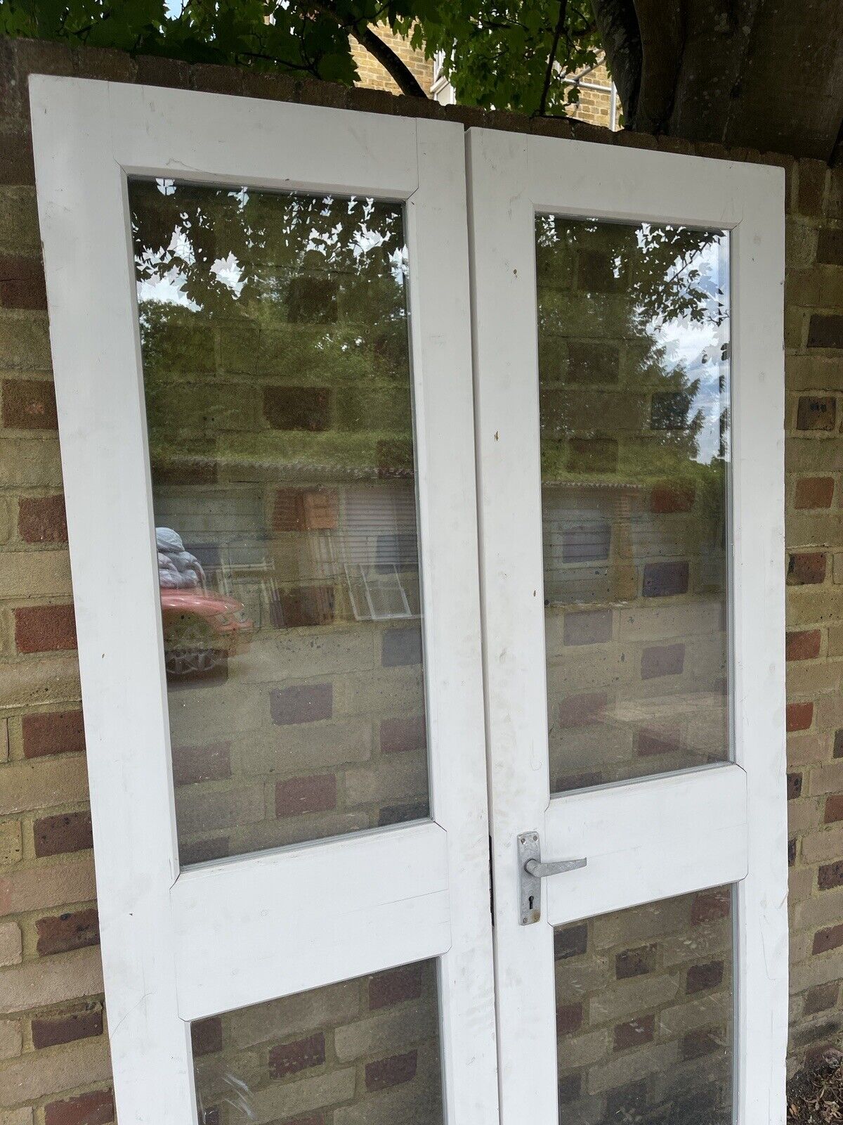 Reclaimed Old French Double Glazed Glass Wooden Double Doors 1970mm x 1190mm