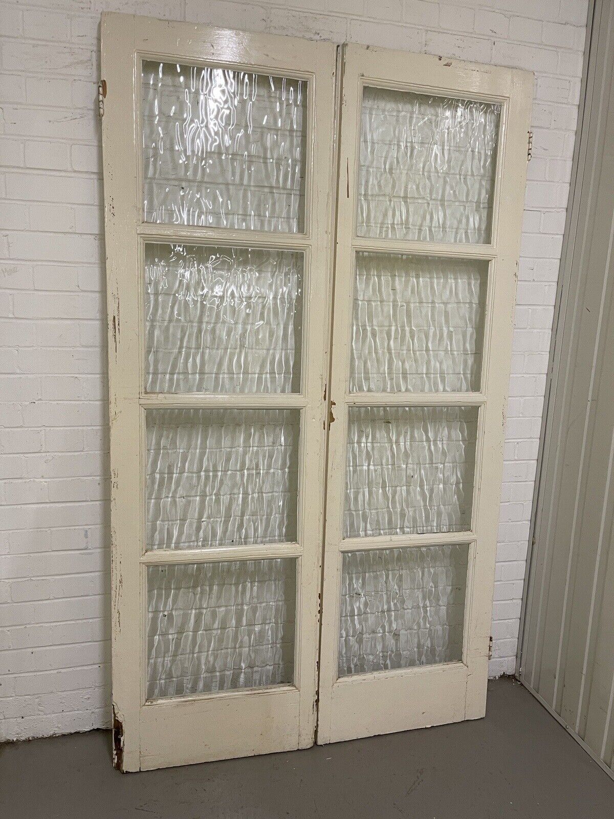 Reclaimed Georgian French Single Panel Glass Wooden Double Doors 2068 x 1210mm