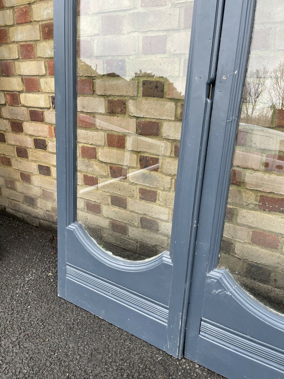 Reclaimed Old French Single Panel Glass Wooden Double Doors 2062 x 1215mm