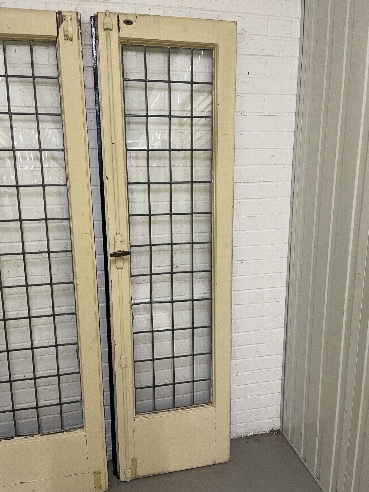 Reclaimed Old French Leaded Single Panel Glass Wooden Double Doors 2020 x 1120mm