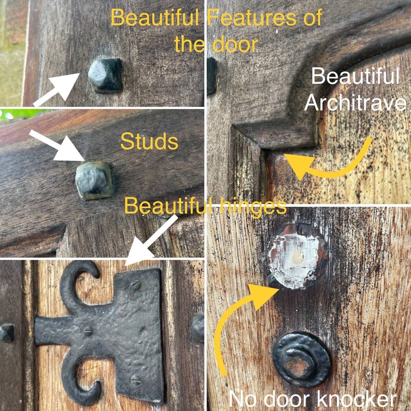 Reclaimed Oak Studded Wooden Front Door 1975 or 1960 x 835mm