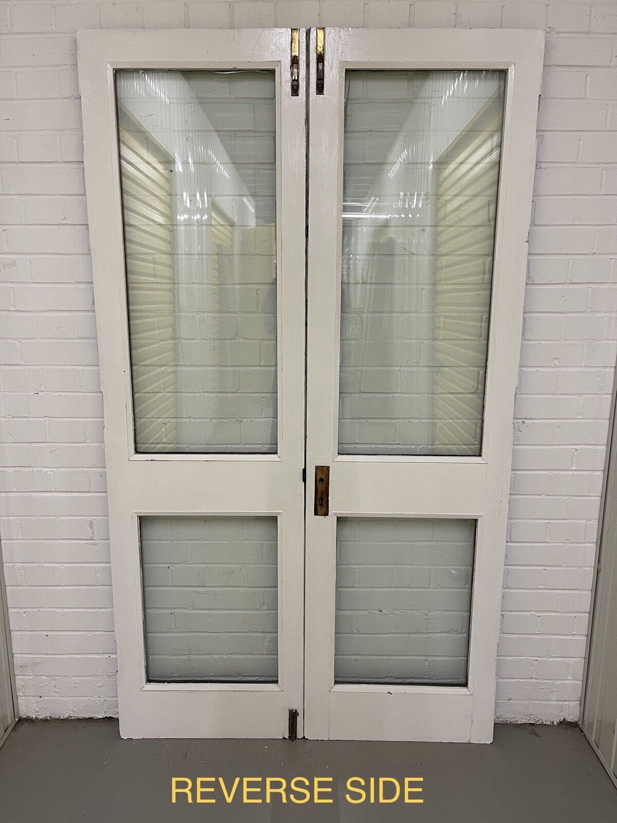 Reclaimed Old French Double Glazed Glass Wooden Double Doors 1980mm x 1143mm
