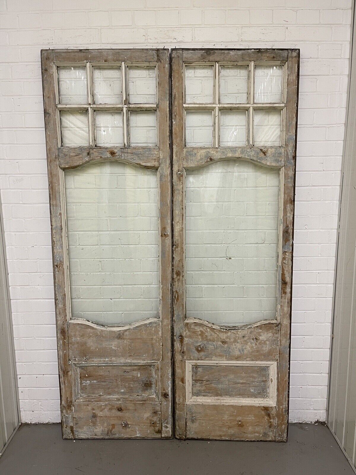 Reclaimed Georgian French Single Panel Glass Wooden Double Doors 2040 x 1245mm