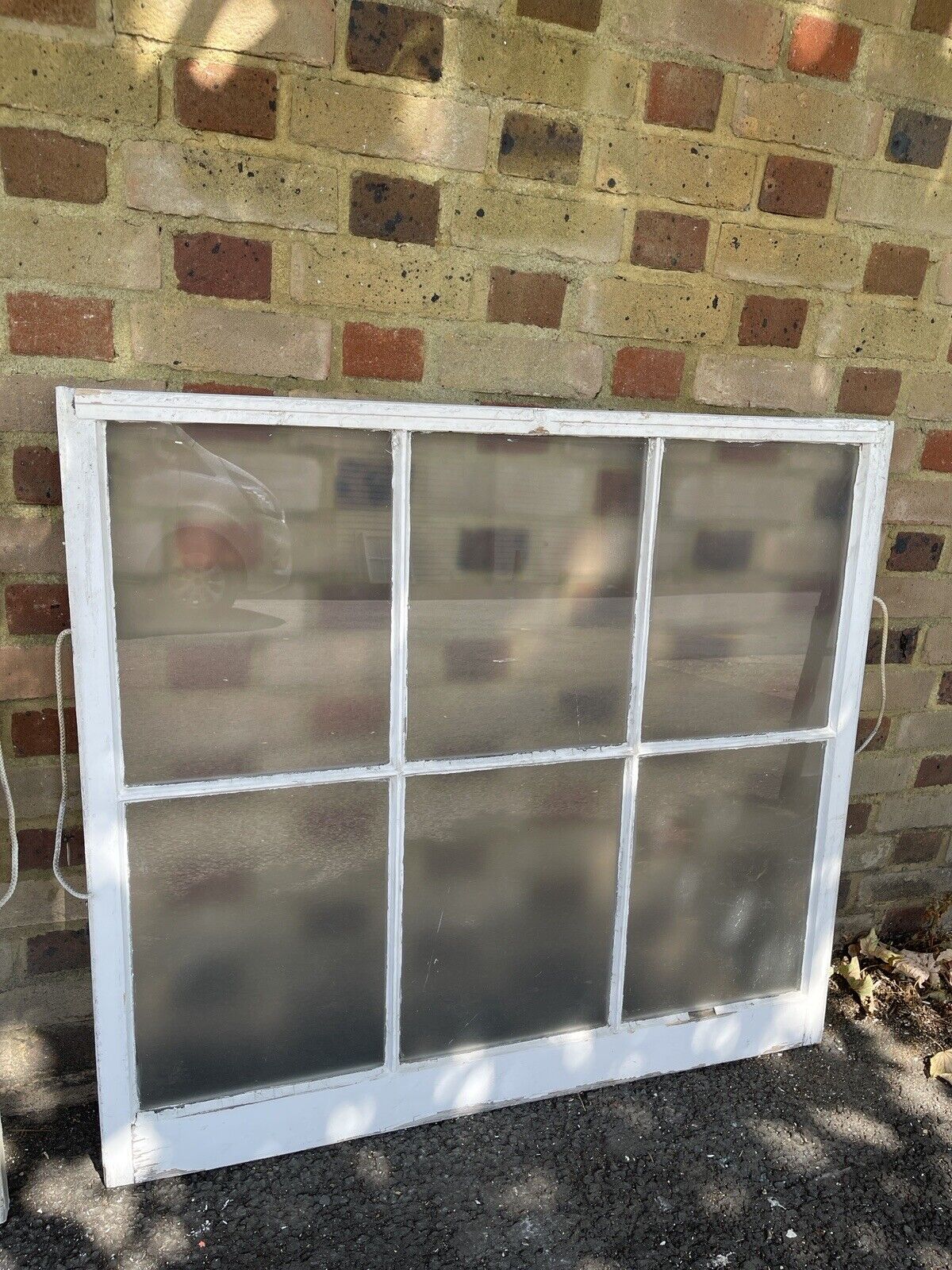 Pair of Reclaimed Old Georgian 6 Panel Wooden Top and Bottom Window 1080 x 990mm