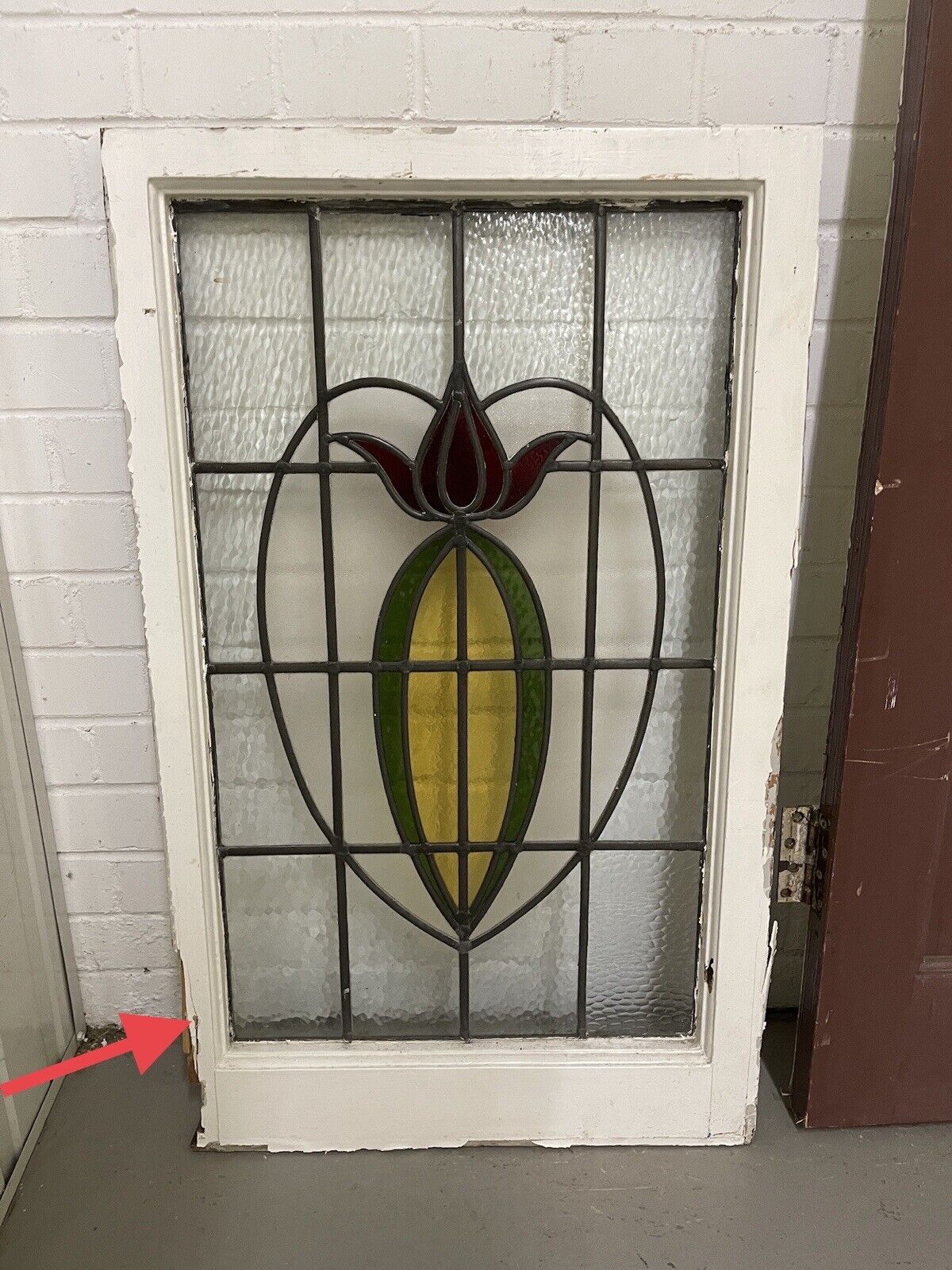 Reclaimed Victorian Wooden Panel Front Door With Stained Glass 1970mm x 810mm
