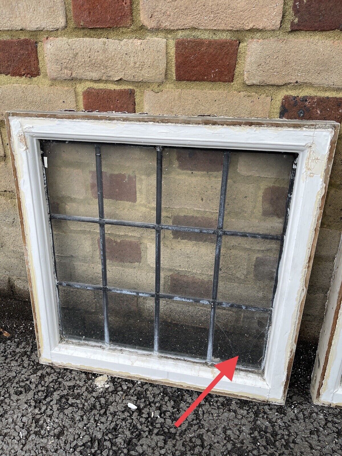Pair Of Reclaimed Leaded Light Panel Wooden Windows