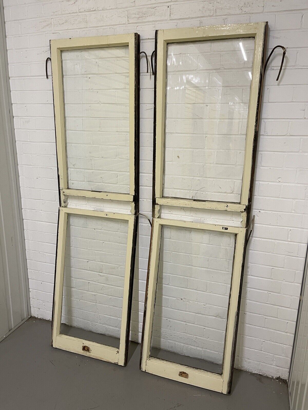 Two Pairs Of Reclaimed Old Victorian Panel Wooden Panel Sash Window