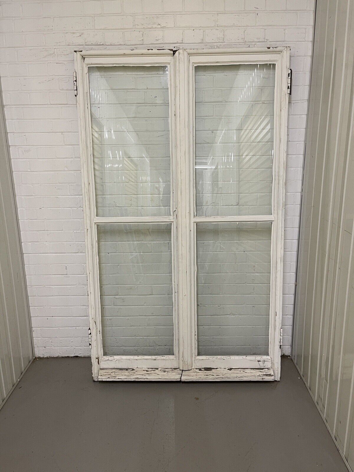 Reclaimed French Single Panel Glass Wooden Windows Double Doors 1965 x 1184mm