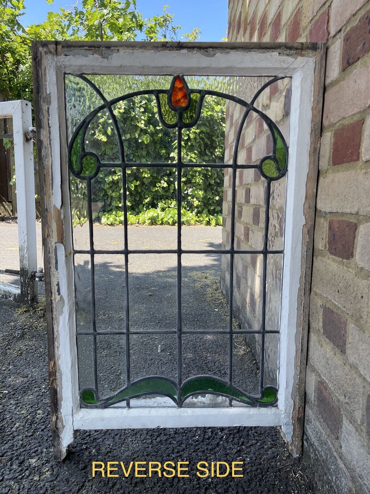 Reclaimed Leaded Light Stained Glass Art Nouveau Window Panel 835 x 530mm