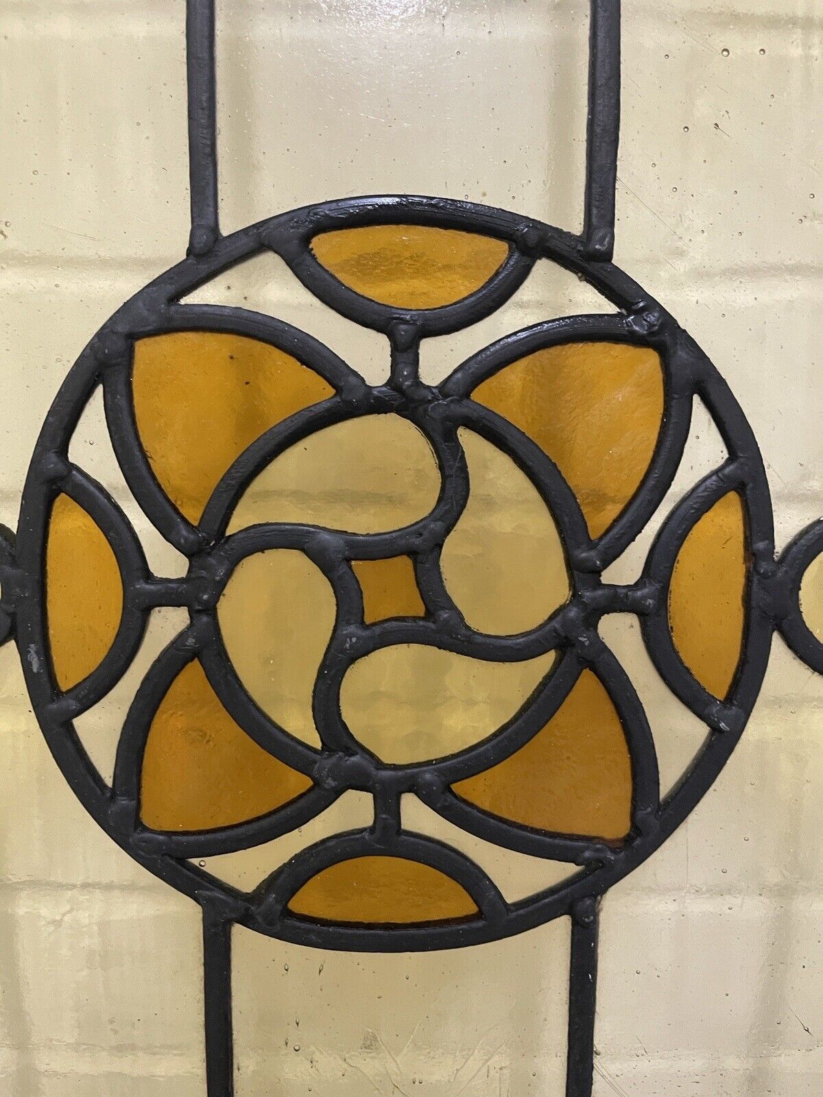Reclaimed Leaded Light Stained Glass Art Nouveau Wooden Window Panel