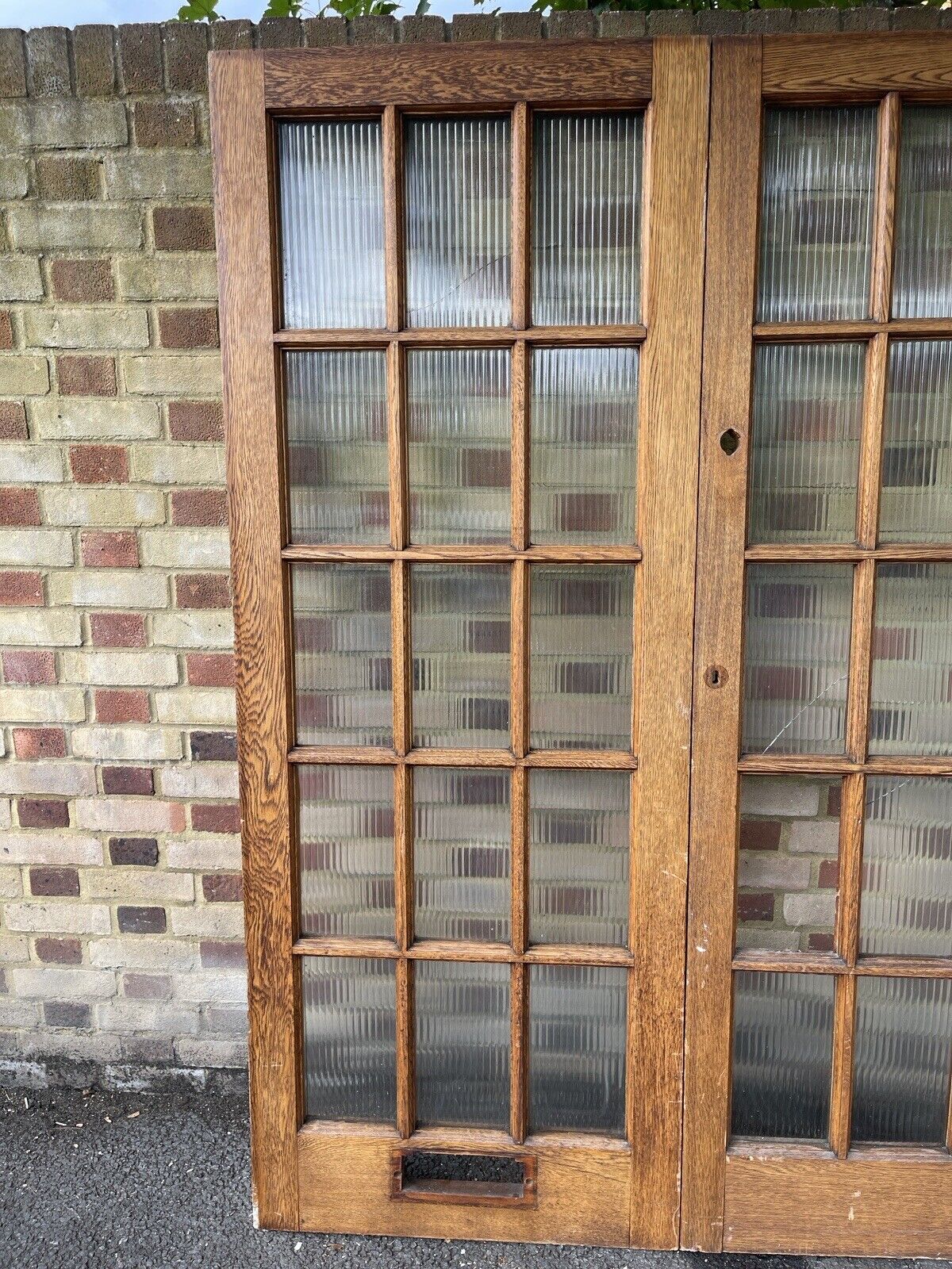 Reclaimed Georgian French Reeded Glass Wooden Double Doors 1980 x 1505mm