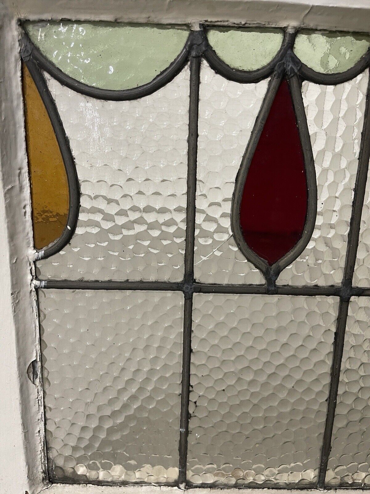 Reclaimed Leaded Light Stained Glass Window Panel 430 x 455mm