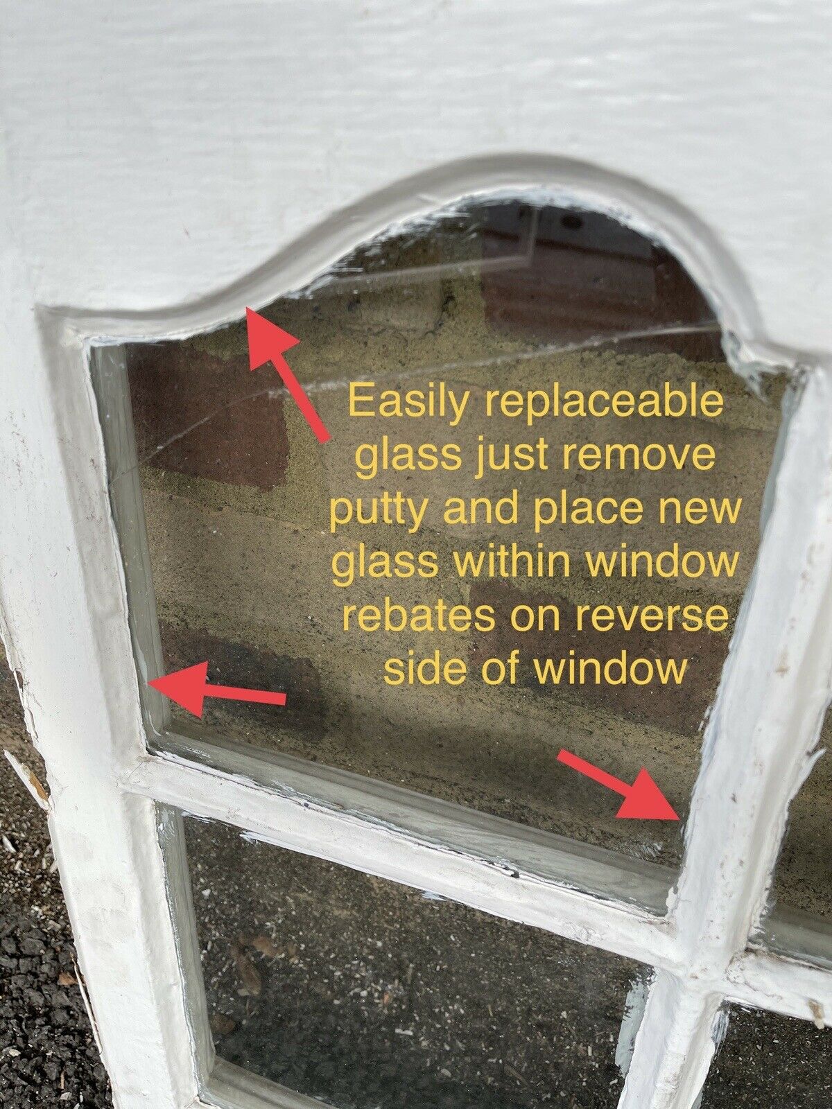 Reclaimed Old Edwardian Arch Sash Wooden Window 555 x 530mm