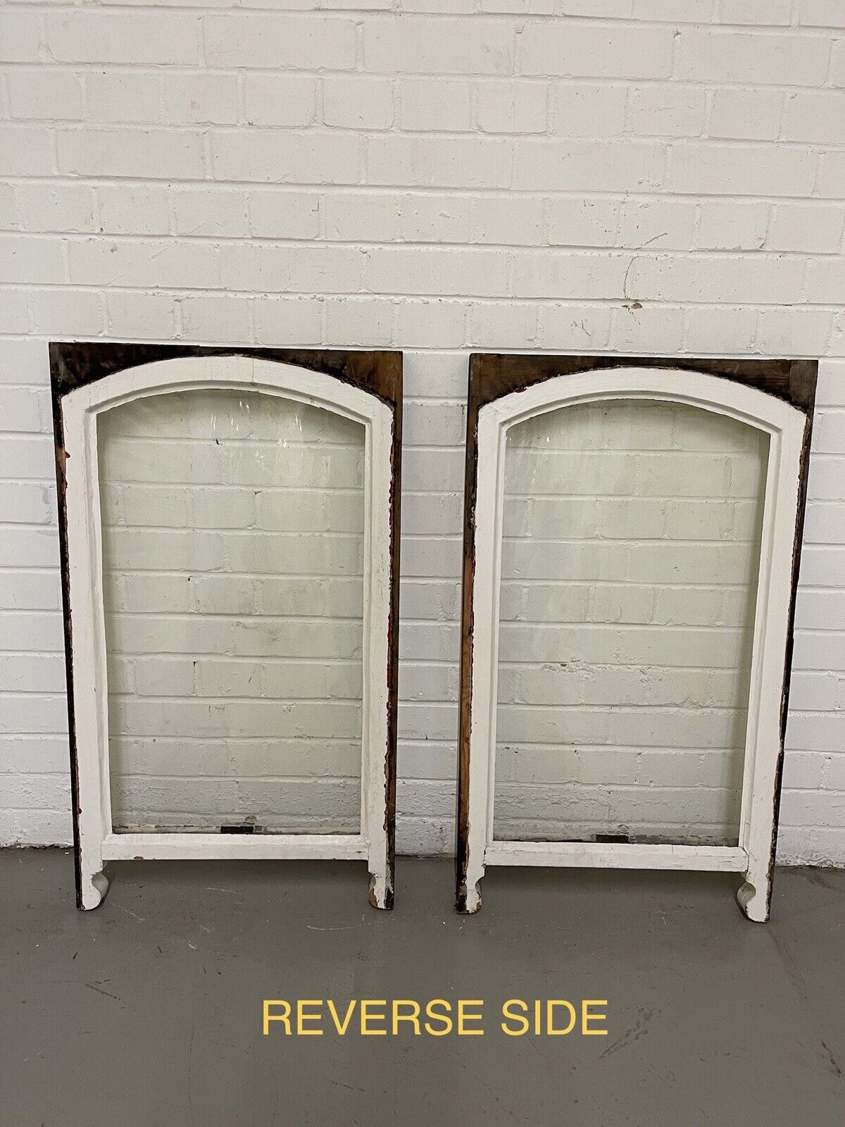 Pair Of Reclaimed Edwardian Arch Panel Wooden Sash Windows 535 x 930 535 x 930mm