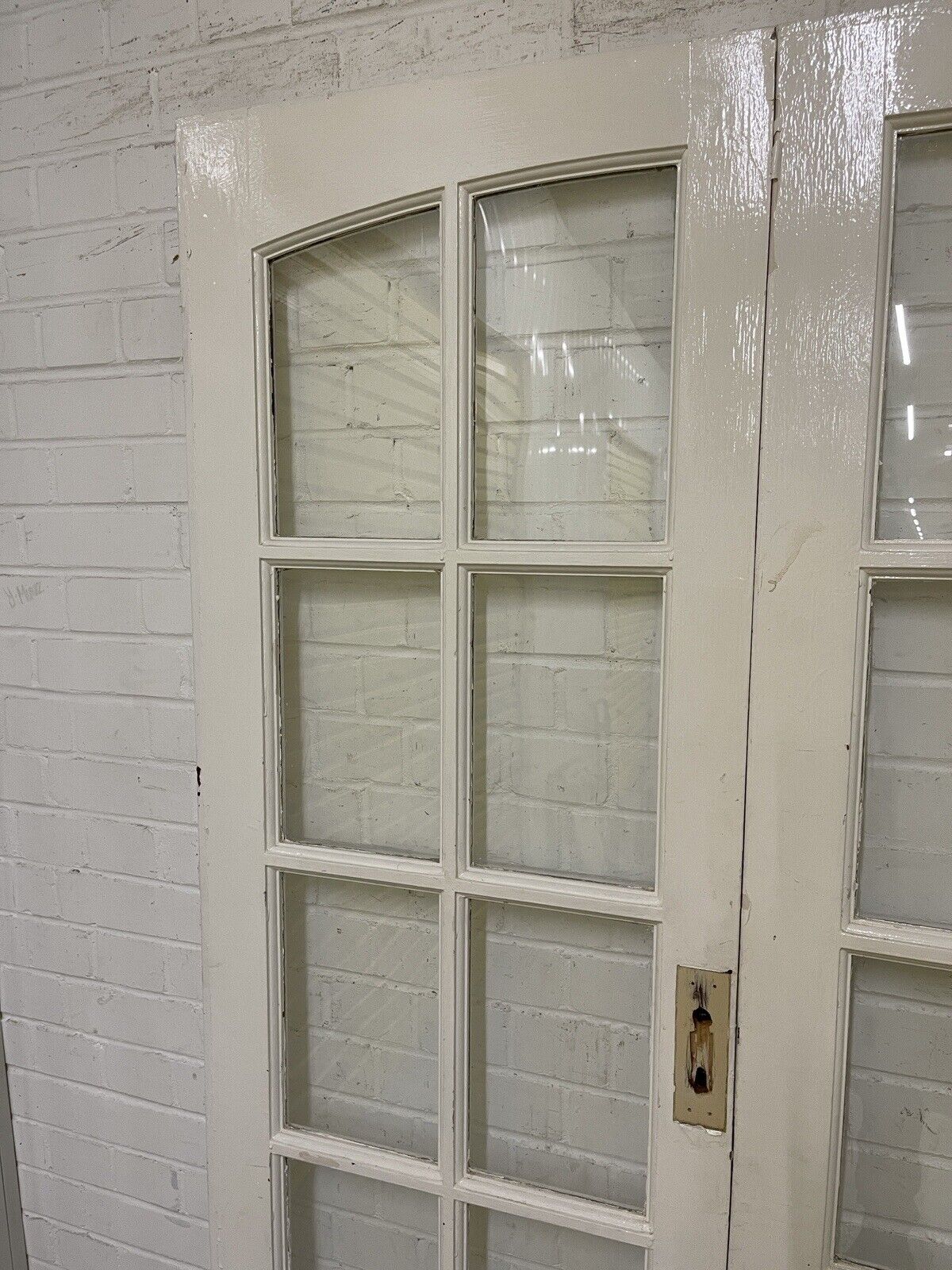 Reclaimed Old Georgian French Single Panel Glass Wooden Double Doors 1915 x 1170