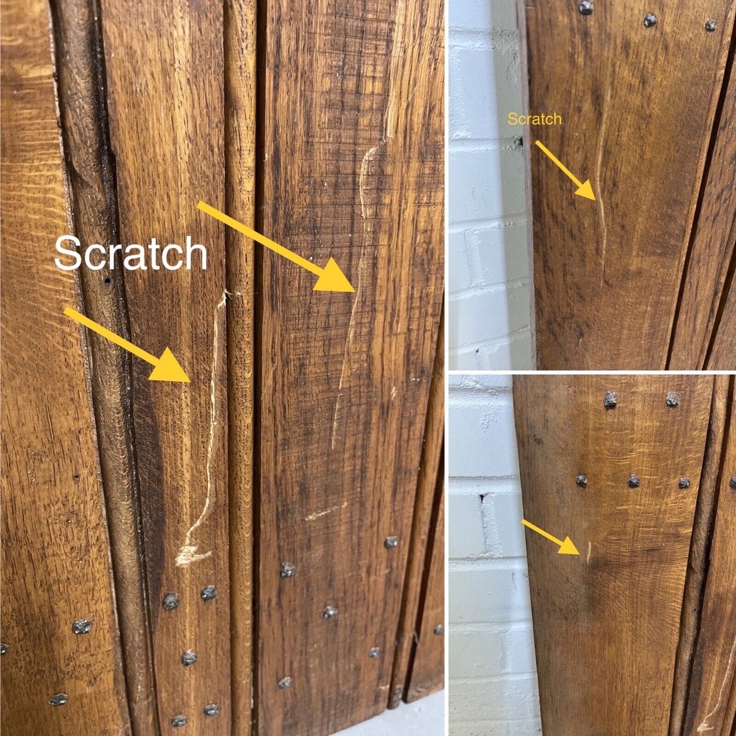 Reclaimed Oak Old Handmade Studded Ledge and Brace door 1838 x 680mm
