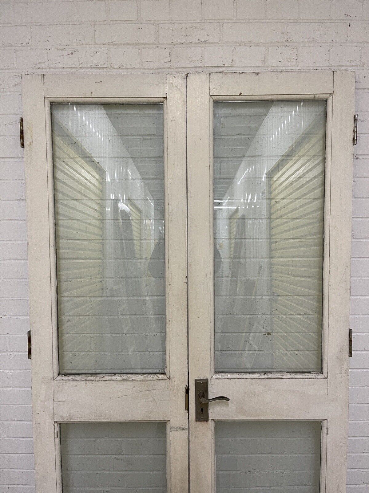 Reclaimed Old French Double Glazed Glass Wooden Double Doors 1170 x 1980mm