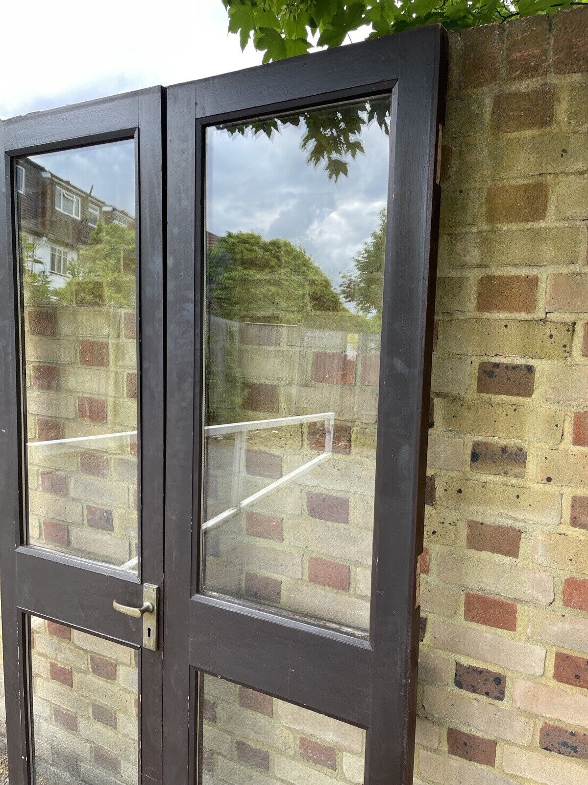 Reclaimed Old French Double Glazed Glass Wooden Double Doors 1160 x 2000mm