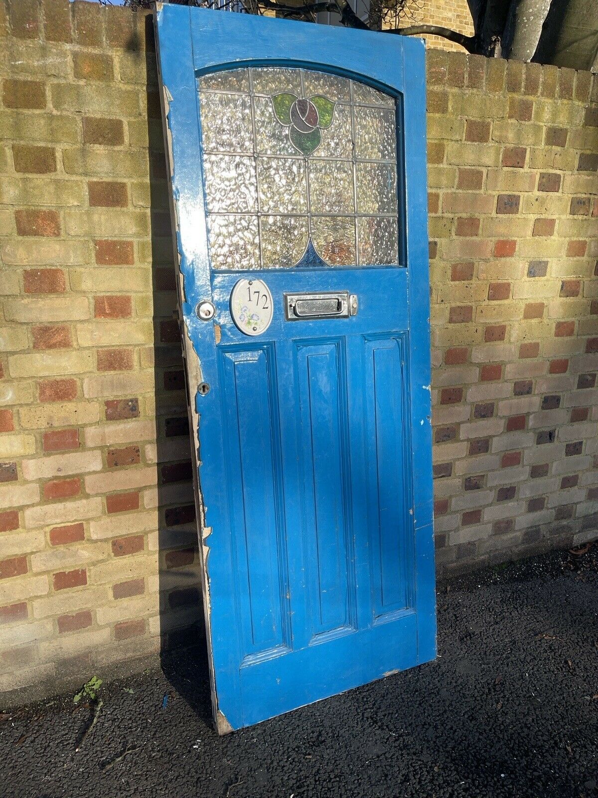 Reclaimed Old Edwardian Victorian Wooden Panel Front Door 2035mm x 815mm