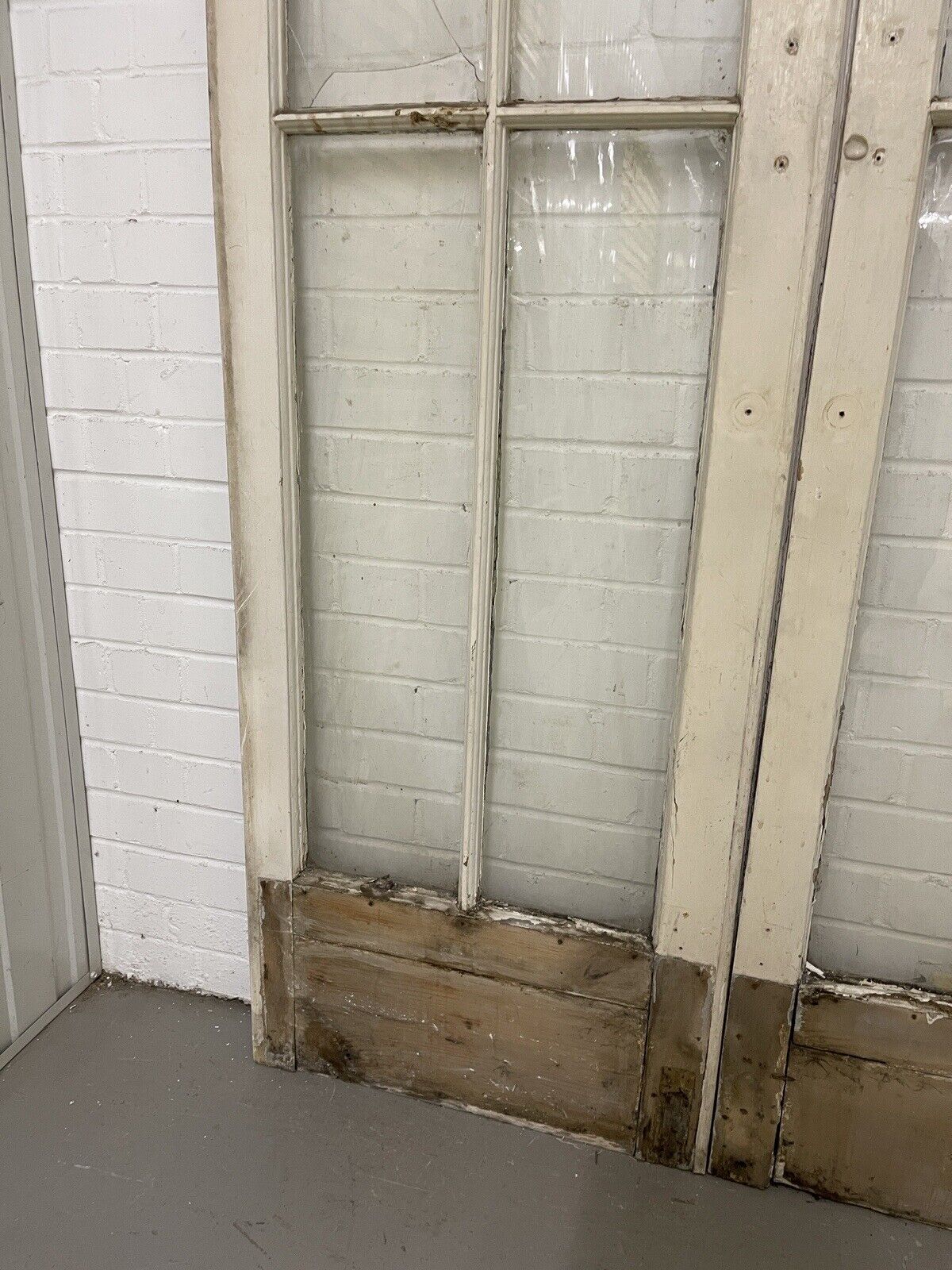 Reclaimed Georgian French Single Panel Glass Wooden Double Doors 2130 x 1210mm