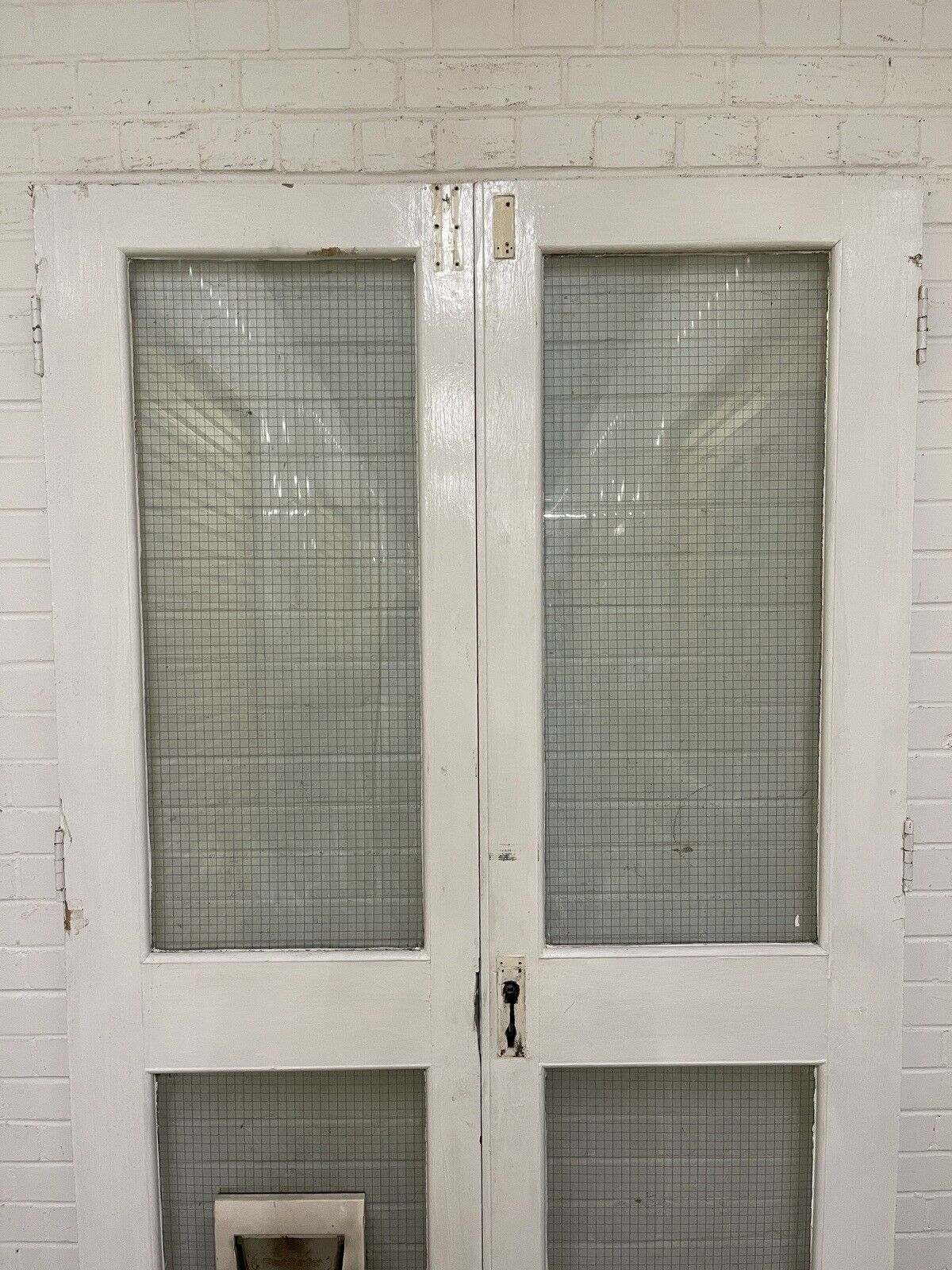 Reclaimed Old French Single Panel SAFETY Glass Wooden Double Doors 1225 x 1970mm