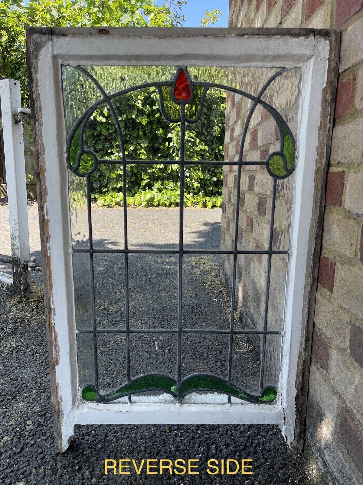 Reclaimed Leaded Light Stained Glass Art Nouveau Window Panel 835 x 530mm