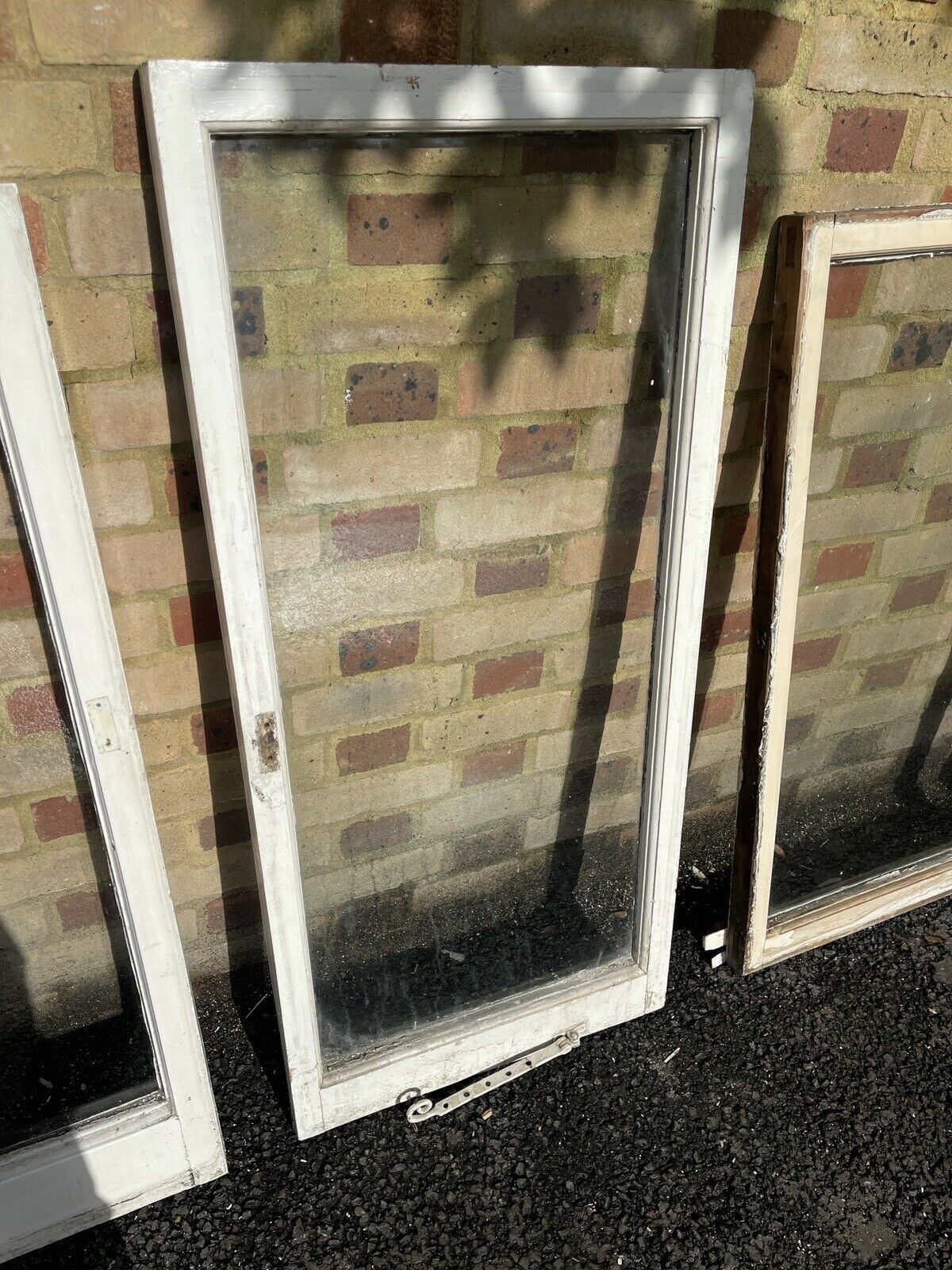 Job Lot Of Reclaimed Old Wooden Panel Sash Windows Cylinder Wavy Glass X 5