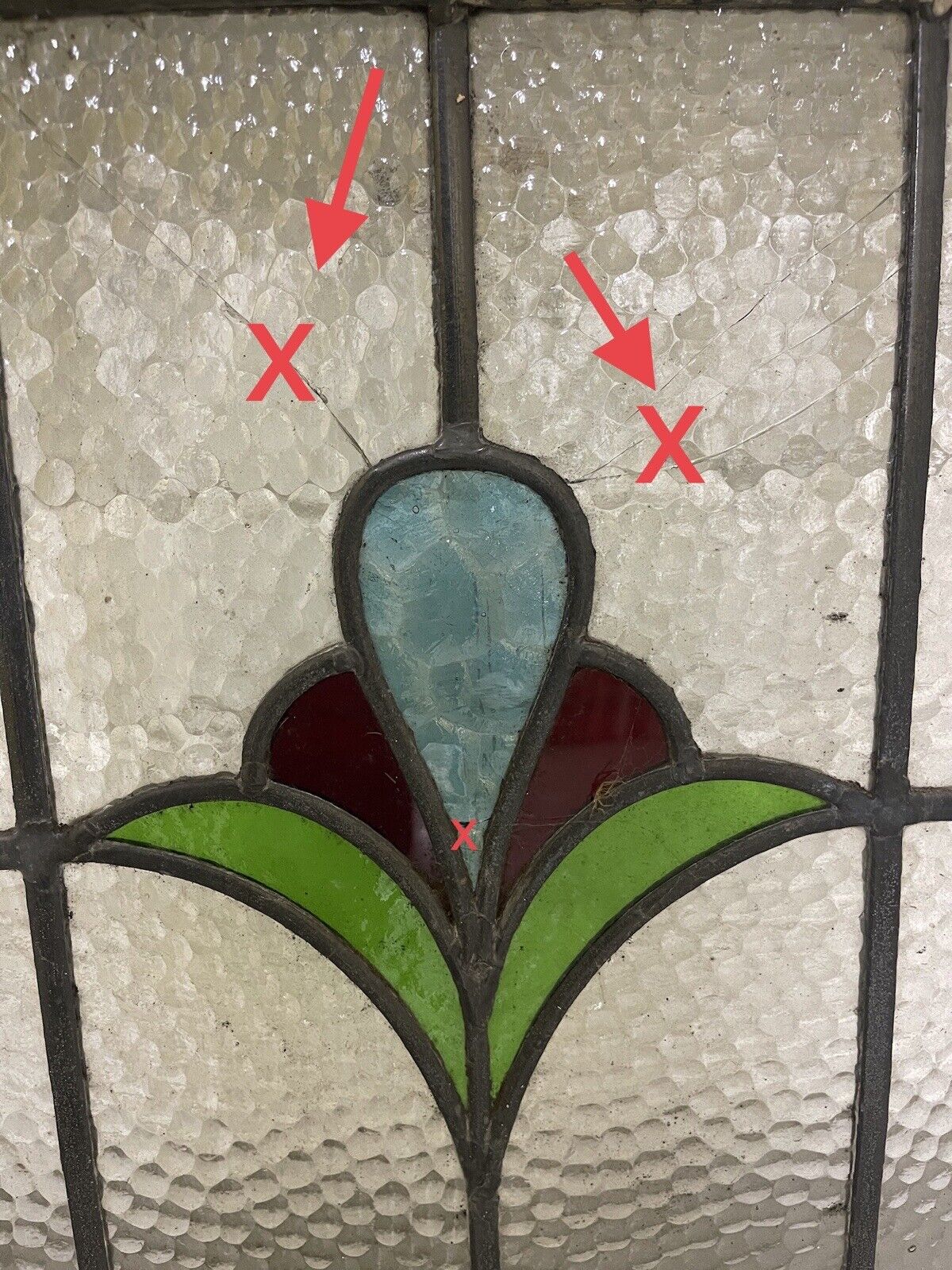 Reclaimed Leaded Light Stained Glass Art Nouveau Wooden Window Panel