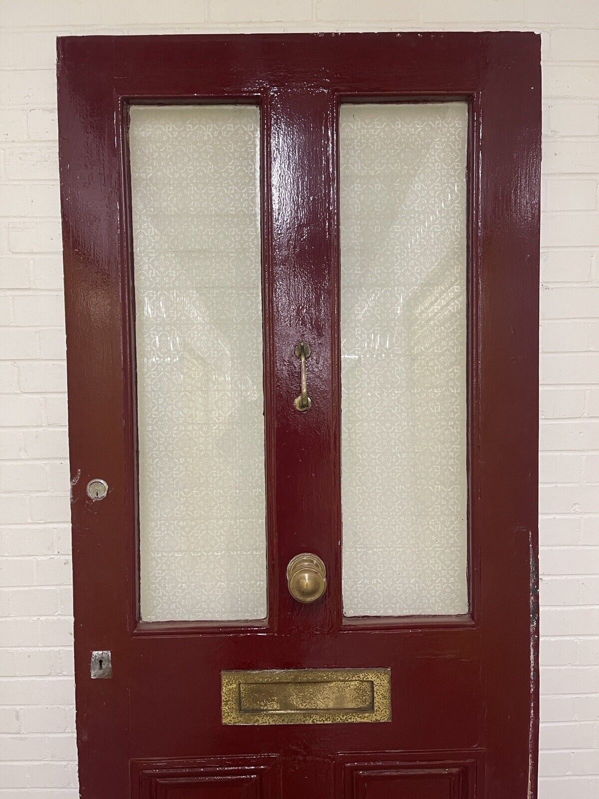 Reclaimed Old Victorian Wooden Panel Front Door Etched Glass 2170 or 2175 x 990