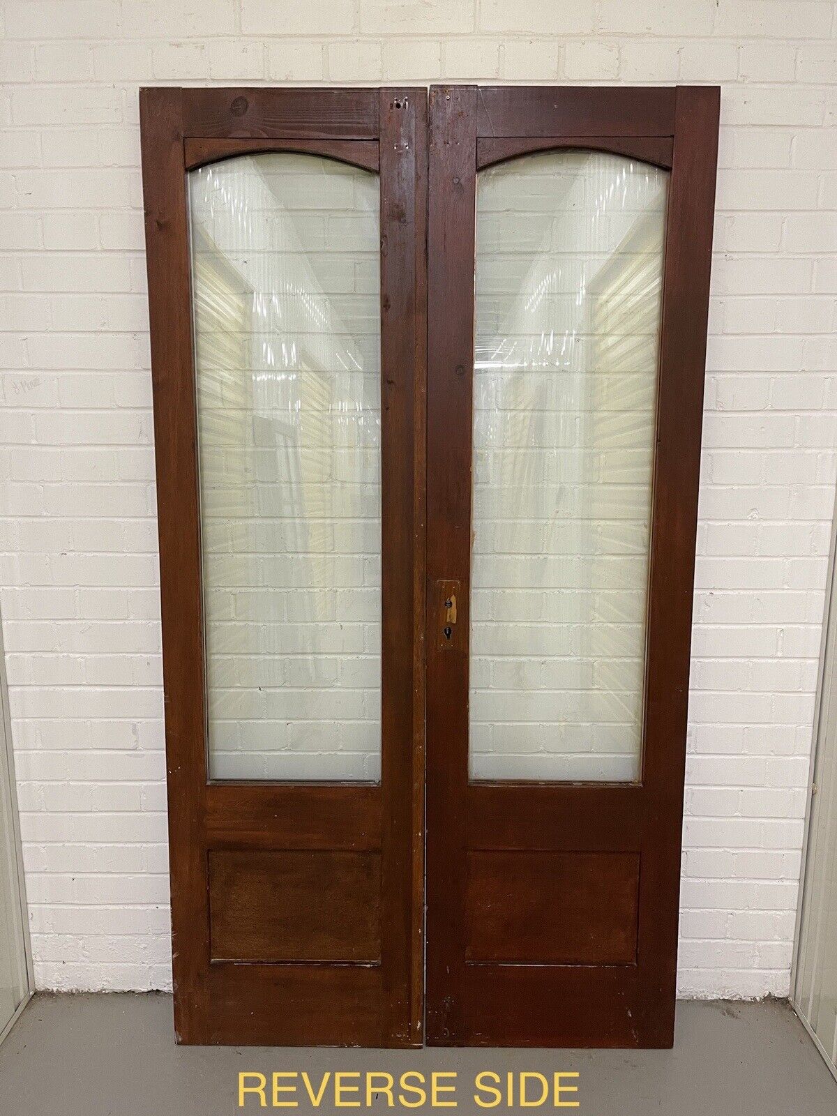 Reclaimed Old French Double Glazed Glass Wooden Double Doors 1980 x 1100mm