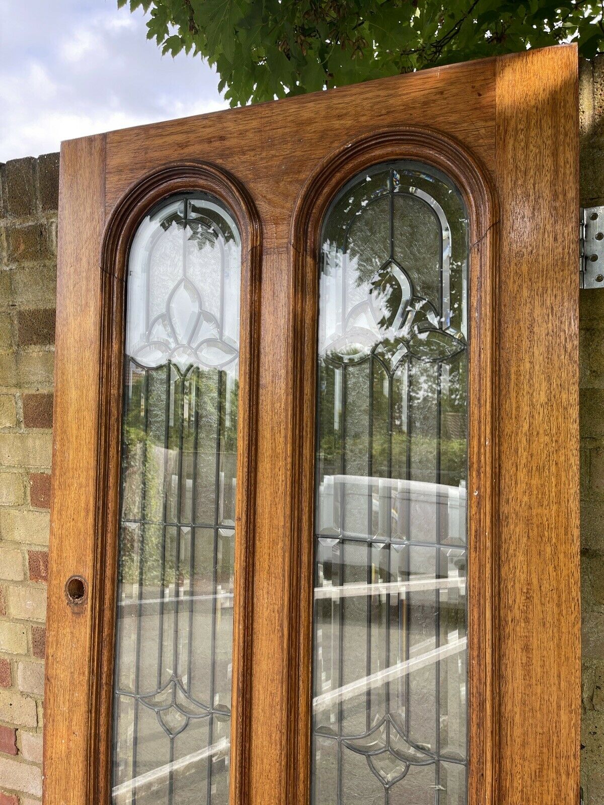 Reclaimed Old Victorian Edwardian Wooden Leaded Glass Front Door 2030mm x 790mm