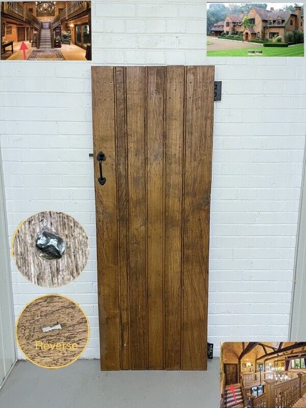 Reclaimed Oak Old Handmade Studded Ledge and Brace door 1838 x 680mm