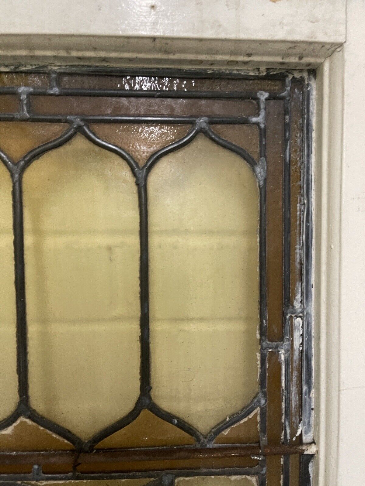 Reclaimed Leaded Light Stained Glass Art Nouveau Wooden Window Panel