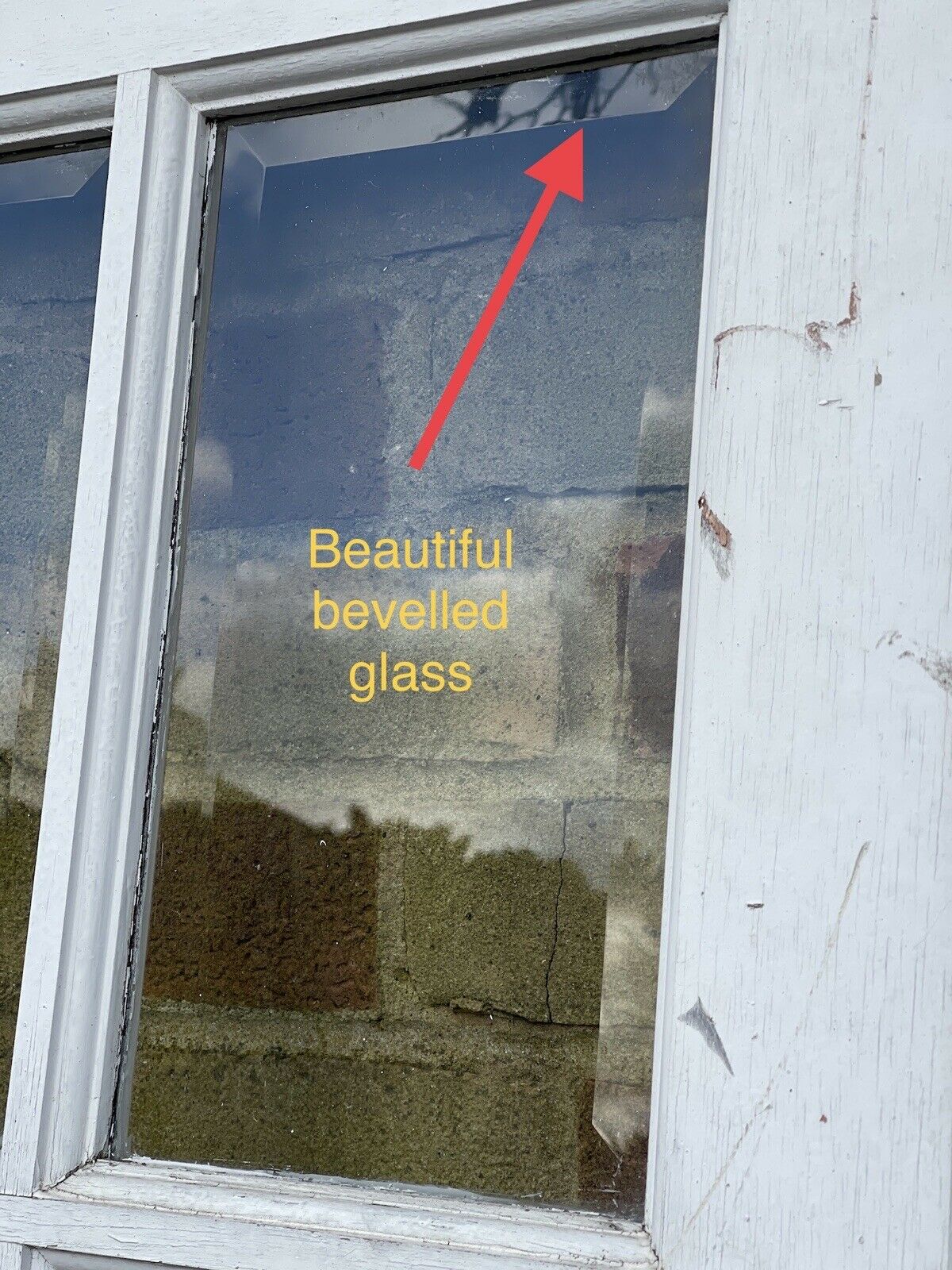 Reclaimed French Single Panel BEVELLED Glass Wooden Double Doors 1980 x 1100mm