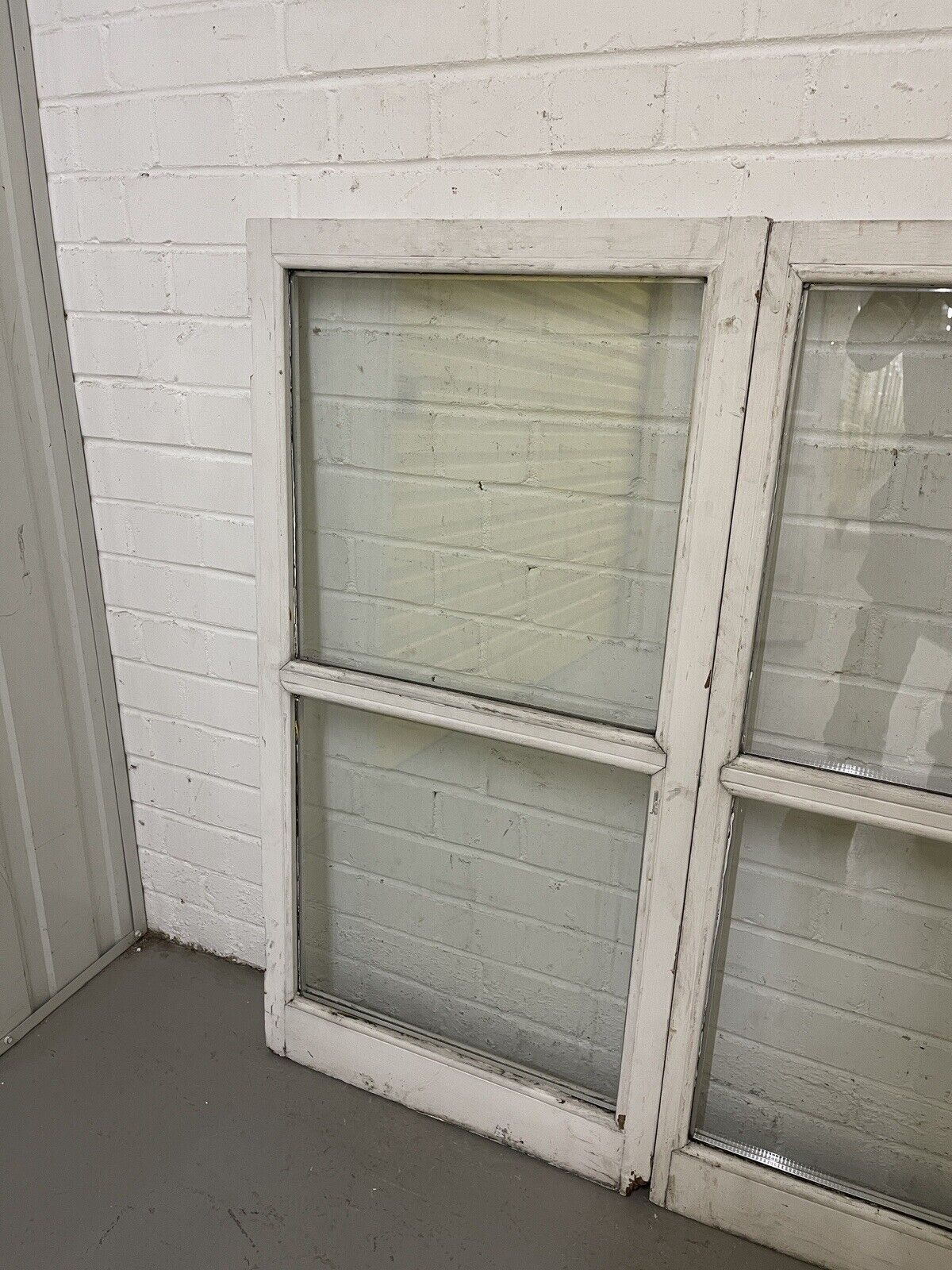 Pair Of French Interlocking Double Glazed Wooden Windows 1030mm x 1022mm