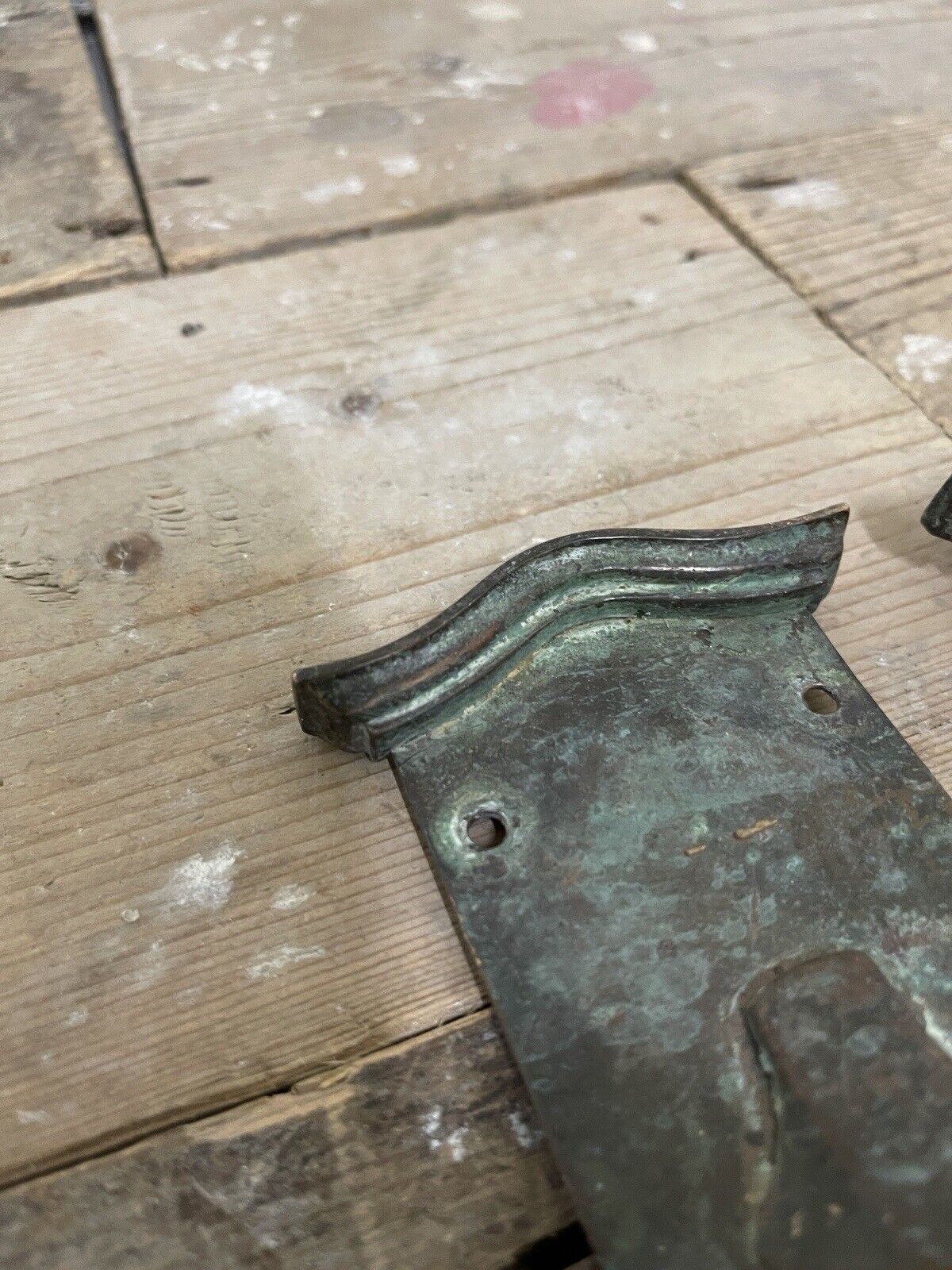 Pair Of Large Reclaimed Antique Phosphur Bronze Brass Door Handles 370mm