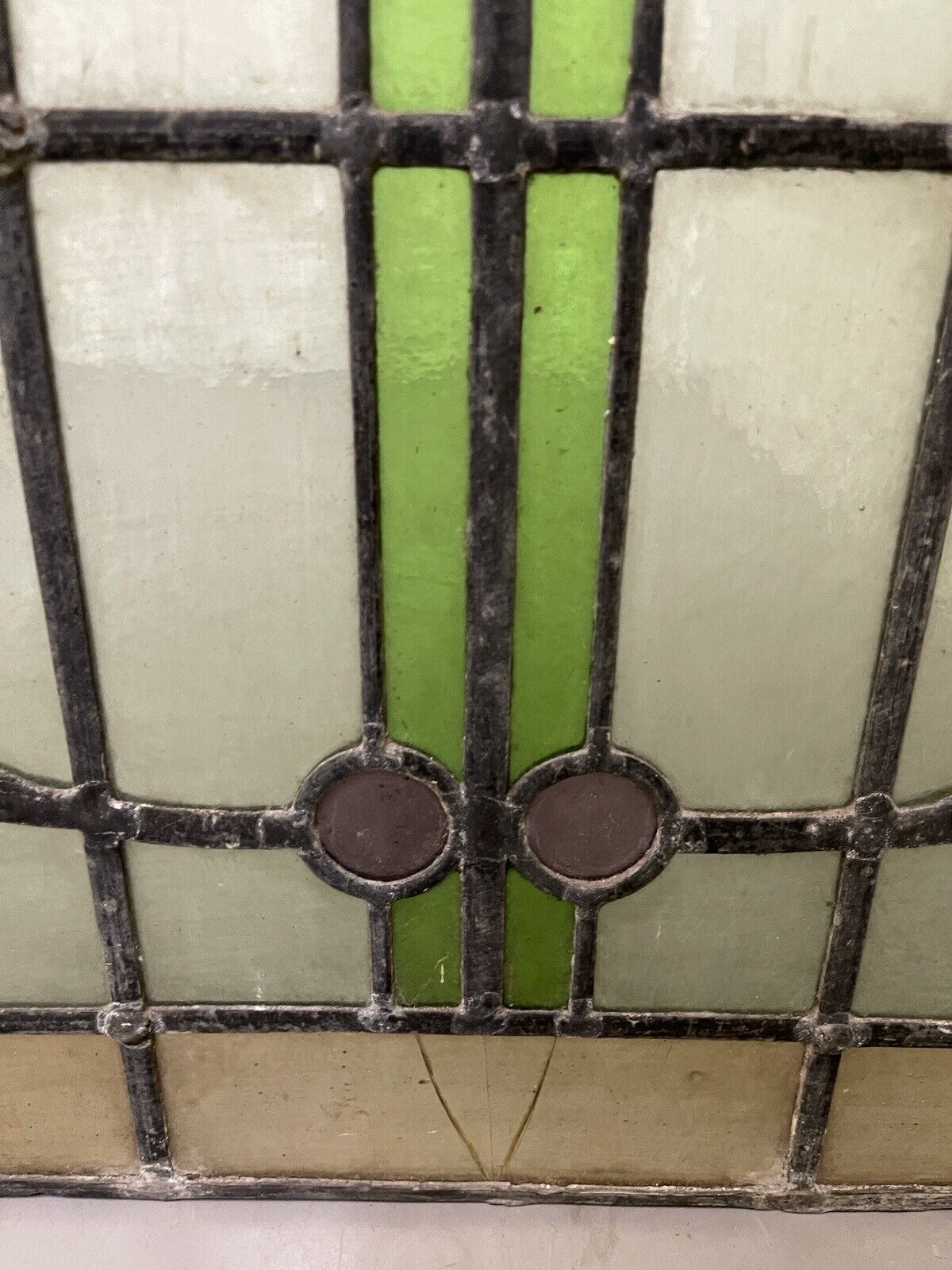 Reclaimed Leaded Light Stained Glass Art Nouveau Window Panel 680 x 620mm