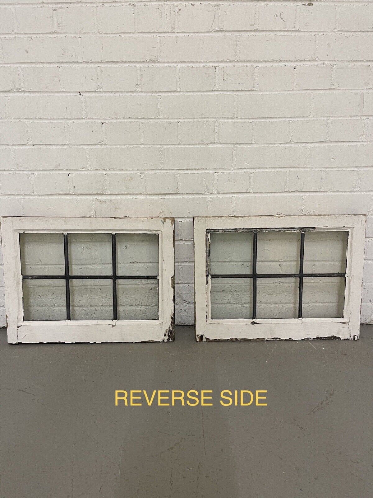 Pair Of Reclaimed Leaded Light Panel Wooden Windows 405 x 540mm 405 x 540mm