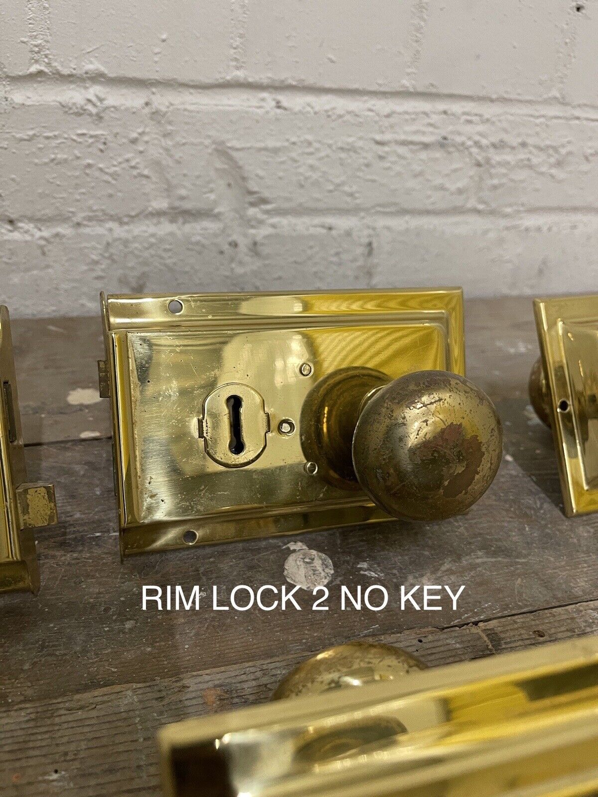 Job Lot Of 4 Reclaimed Antique Door Rim Locks With Door Handles NO KEYS