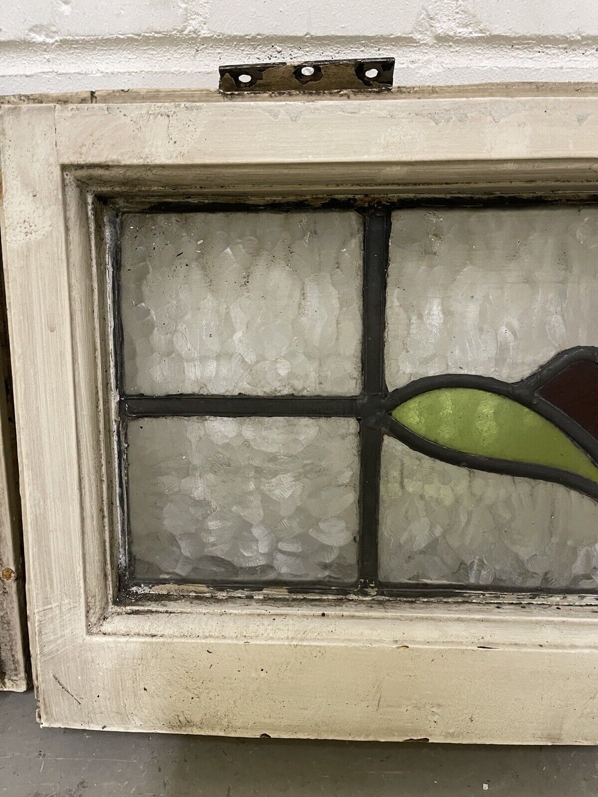 Pair Of Reclaimed Leaded Light Stained Glass Art Nouveau Window Panels