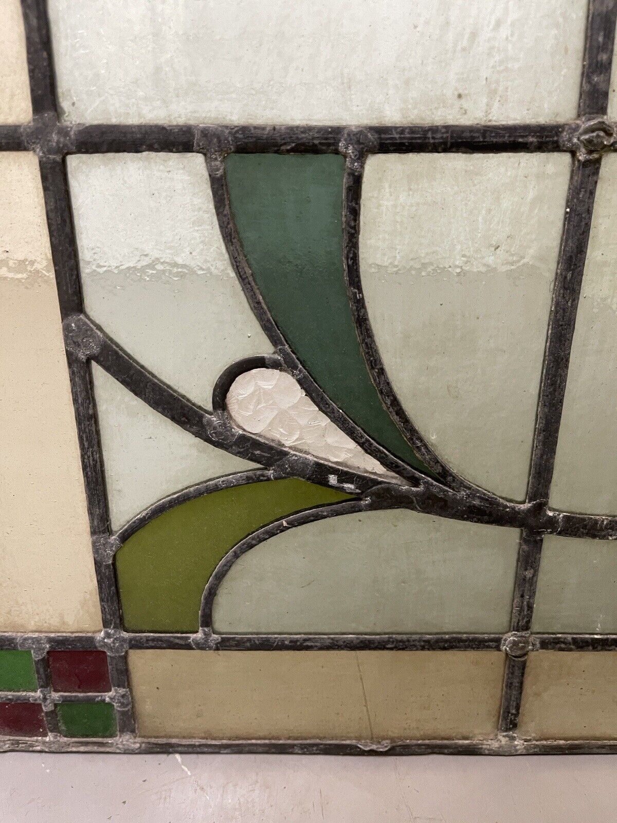 Reclaimed Leaded Light Stained Glass Art Nouveau Window Panel 680 x 620mm