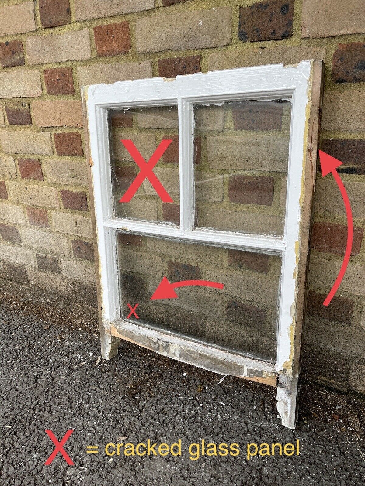 Reclaimed Old Georgian 3 Panel Wooden Sash Window 530 x 705mm