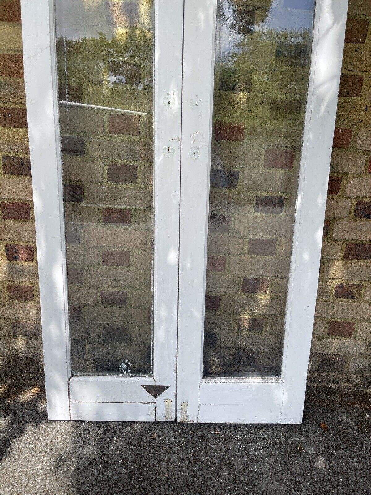 Reclaimed Old French Single Panel Glass Wooden Double Doors 1970 x 910mm
