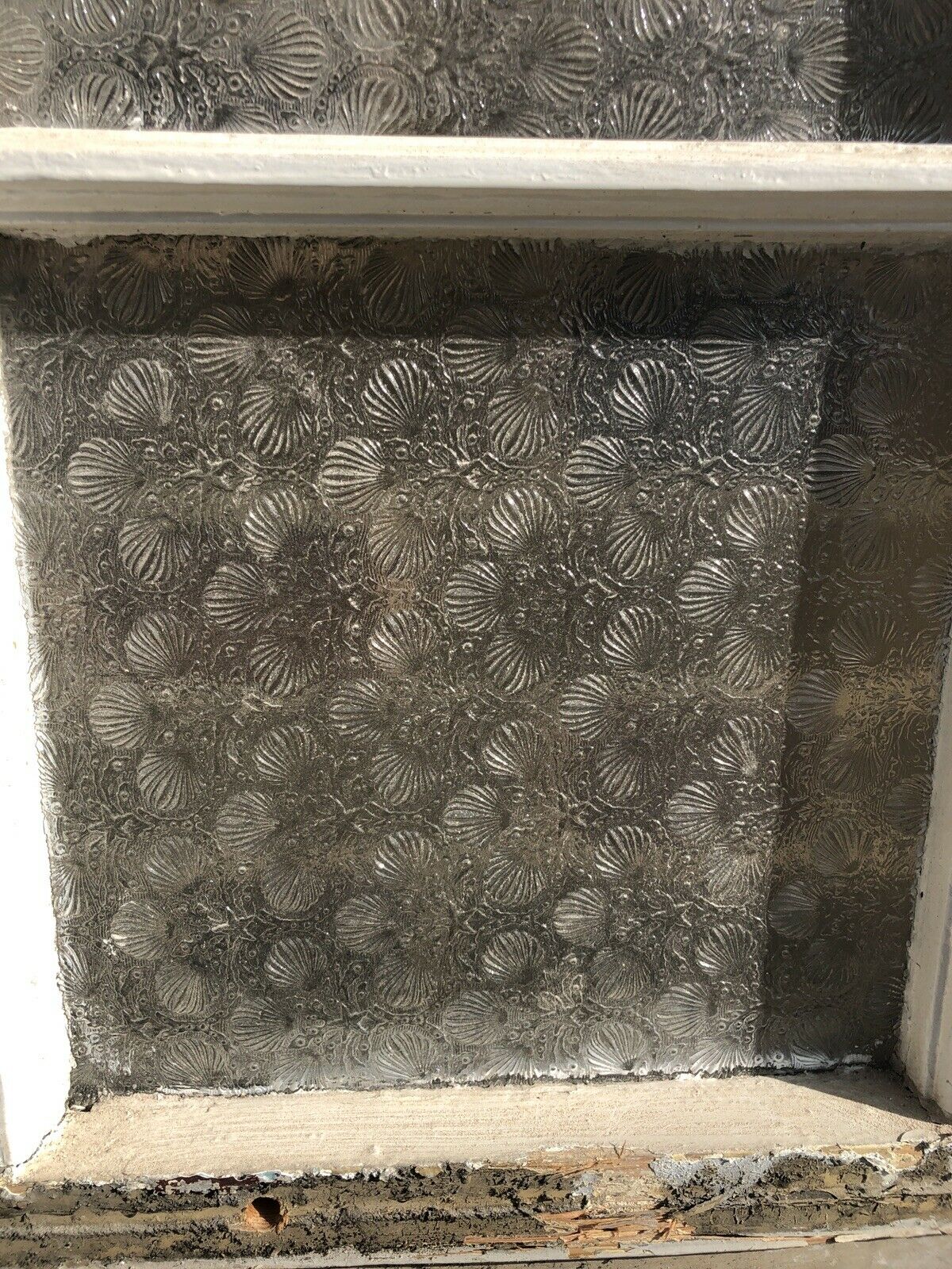 Reclaimed Old Georgian 4 Panel Wooden Sash Window WITH Beautiful Etched Glass