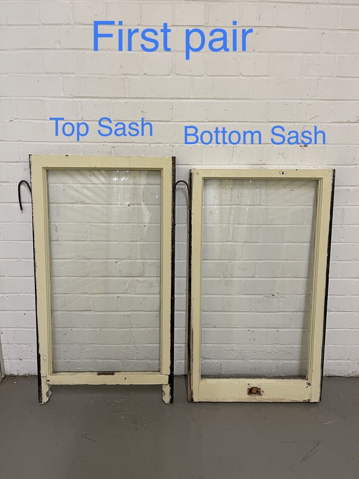 Two Pairs Of Reclaimed Old Victorian Panel Wooden Panel Sash Window