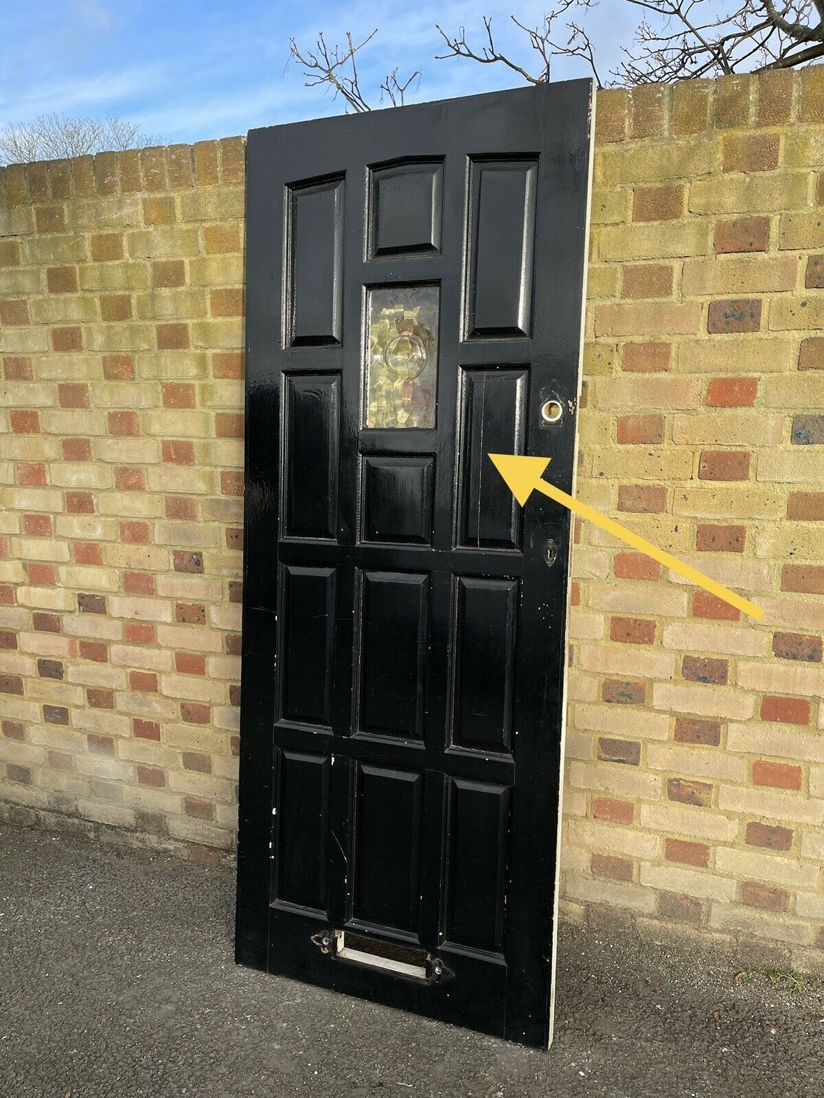 Reclaimed York Wooden Panel External Front Door Bulls Eye Glass 2035 x 814mm